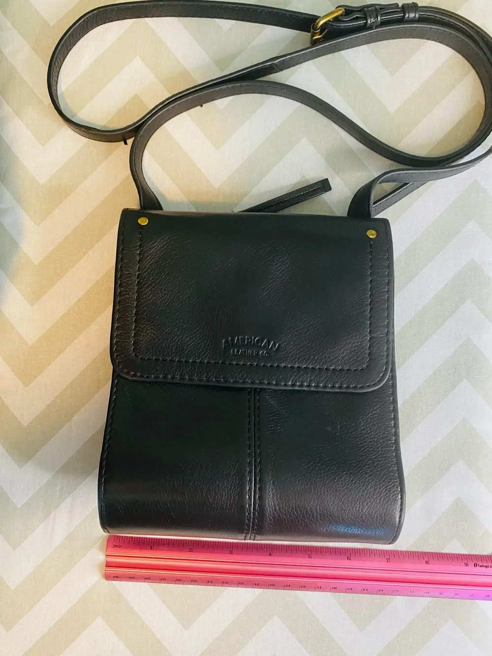 American Leather Co. Black Leather Crossbody Bag